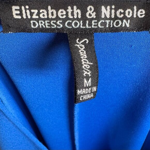 Elizabeth & Nicole royal blue belted pleated skirt flowy midi dress size medium - Picture 5 of 7